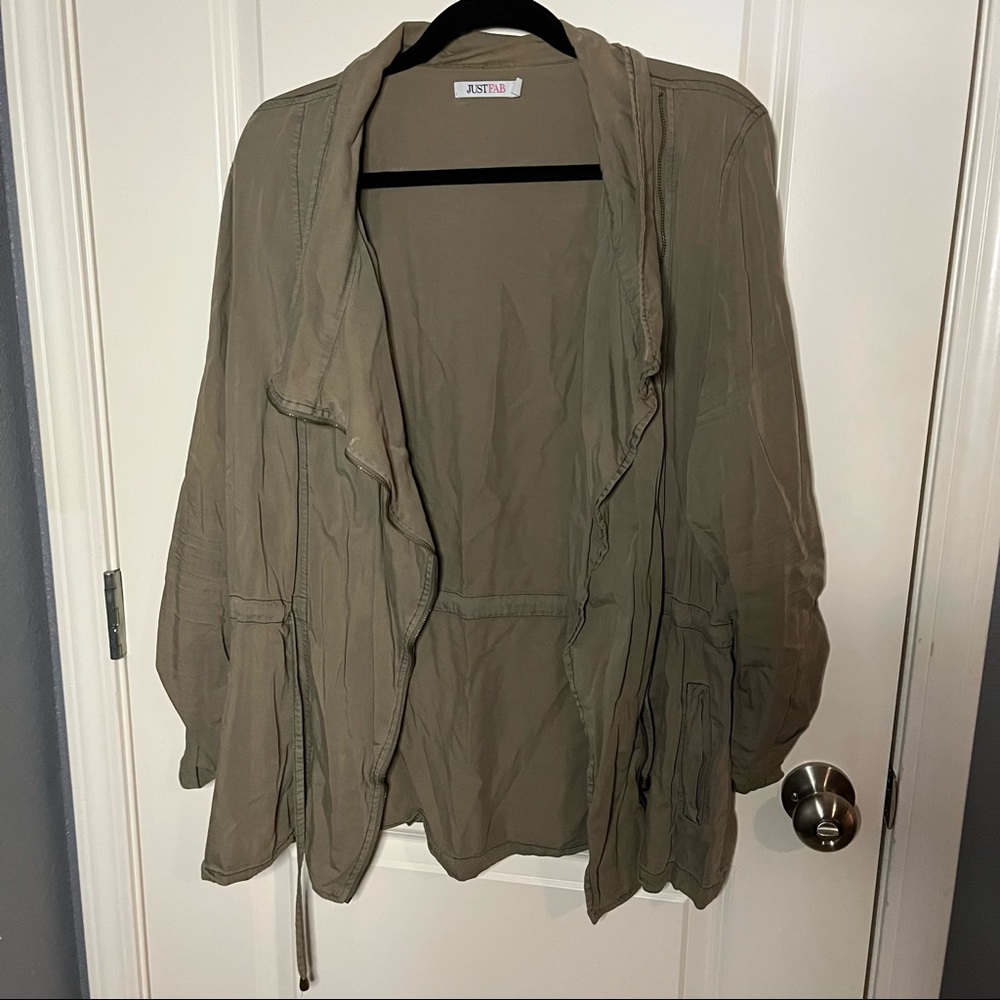 JustFab Asymmetrical Zip Green Jacket